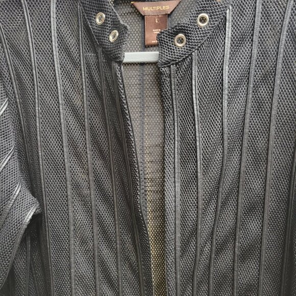 Multiples Black Mesh with Grommets Zip Front Jacket - Picture 2 of 4